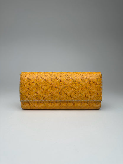 Vintage Goyard monogram leather wallet yellow