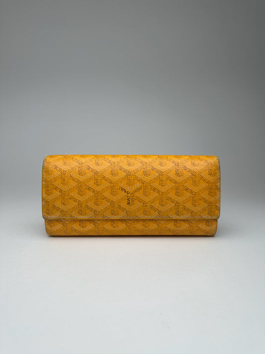 Vintage Goyard monogram leather wallet yellow
