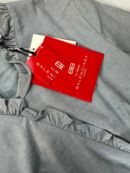Vintage Balenciaga Cotton Stretch Dress Light Blue M