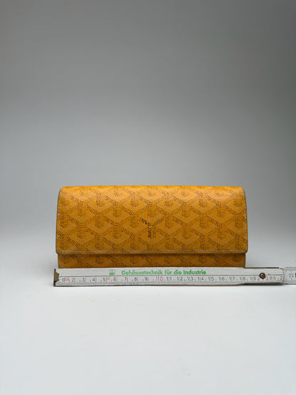 Vintage Goyard monogram leather wallet yellow