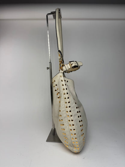 Sac vintage Marni en daim clouté à double sens blanc