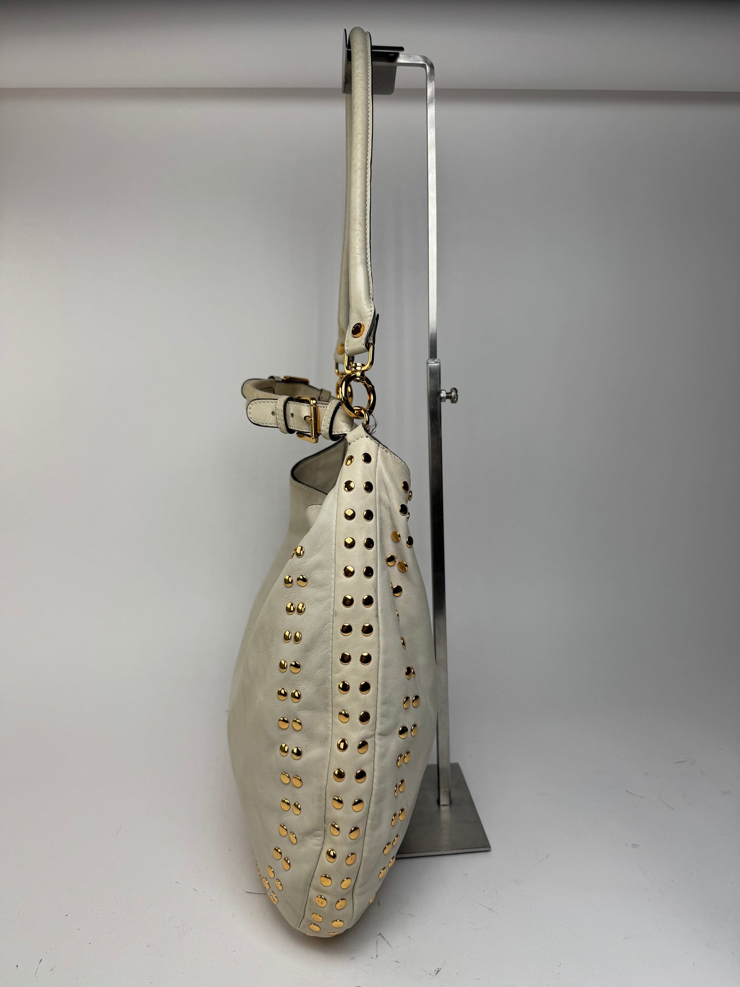 Sac vintage Marni en daim clouté à double sens blanc