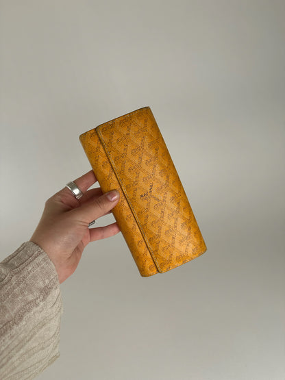 Vintage Goyard monogram leather wallet yellow