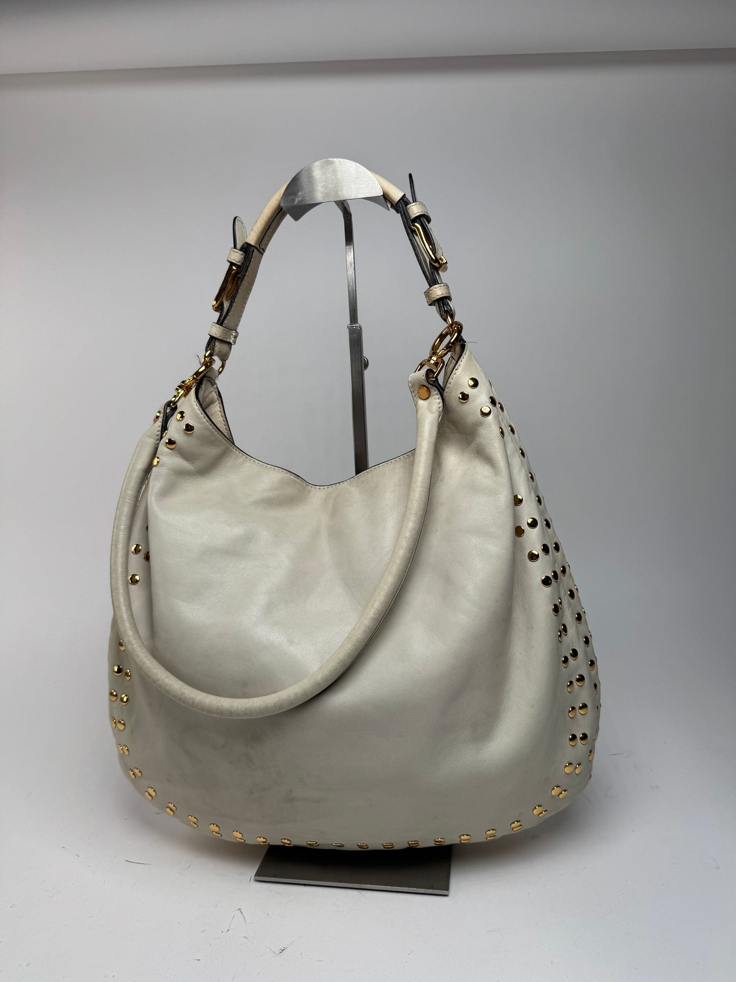 Sac vintage Marni en daim clouté à double sens blanc