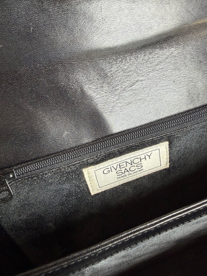 Vintage Givenchy Logo Bag 4G Leather Top-Handle Made in Japan Black