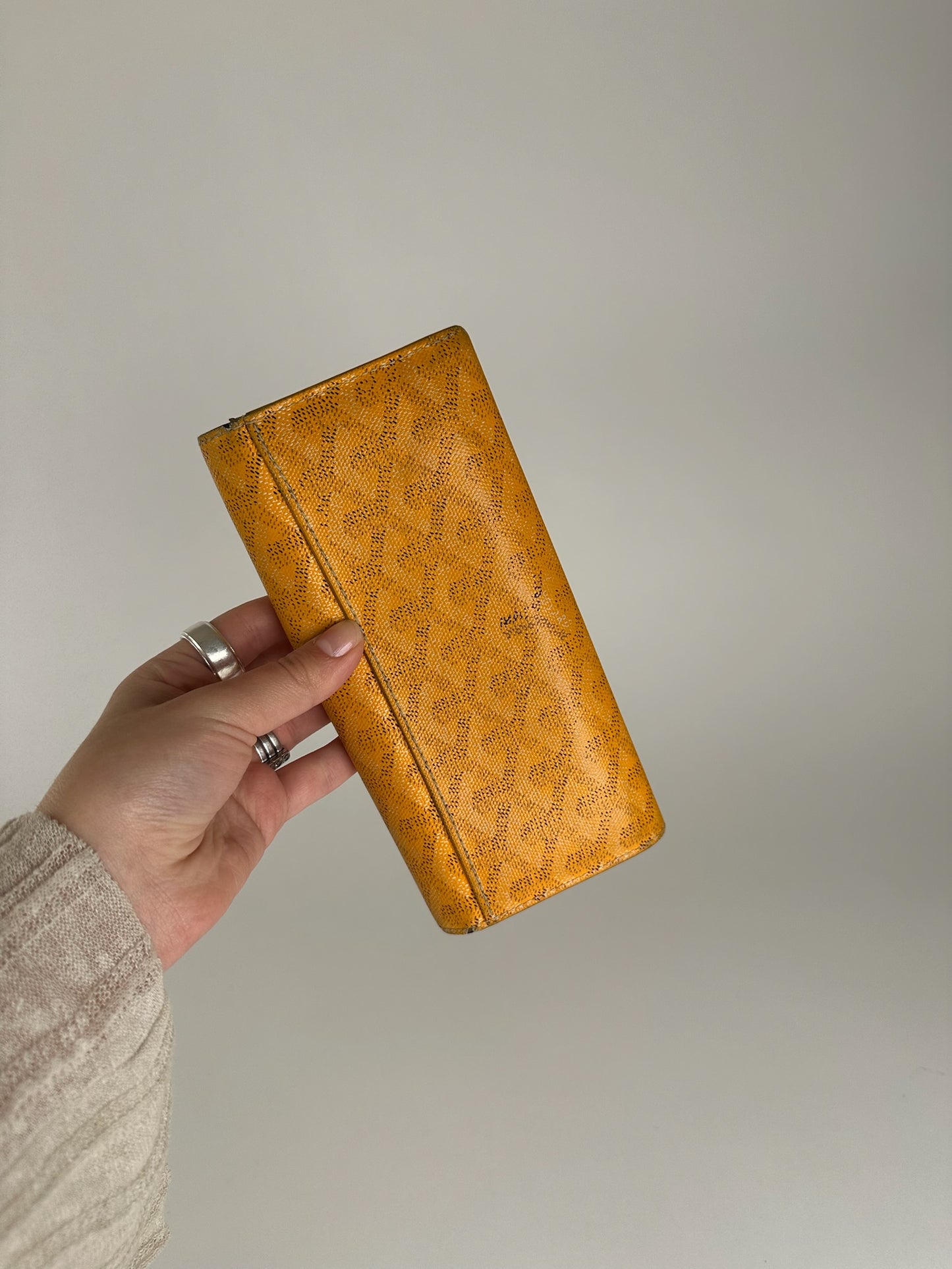 Vintage Goyard monogram leather wallet yellow