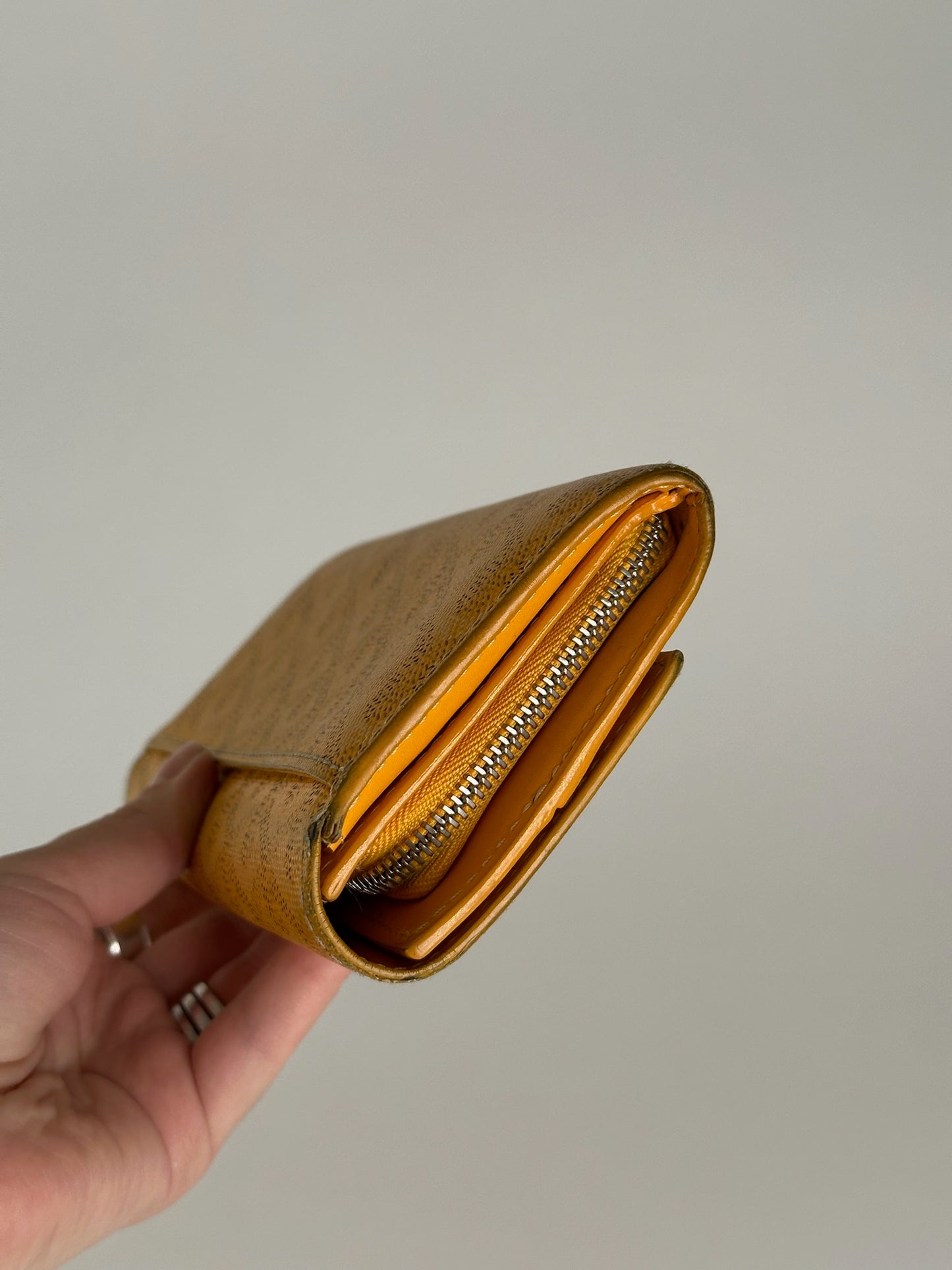 Vintage Goyard monogram leather wallet yellow
