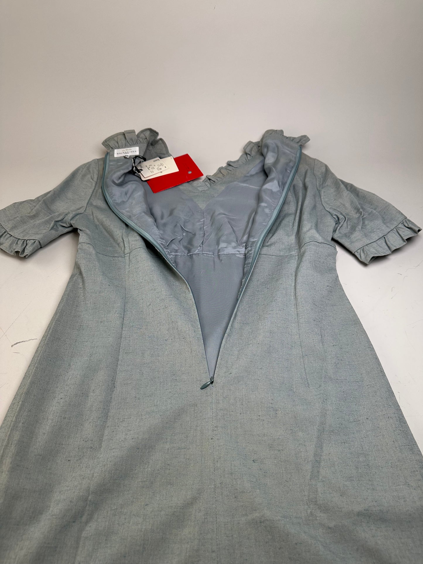 Vintage Balenciaga Cotton Stretch Dress Light Blue M