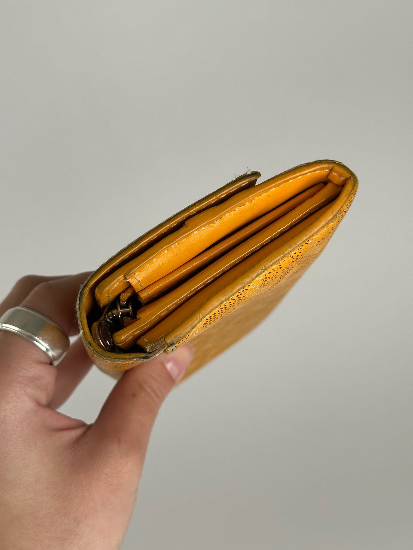 Vintage Goyard monogram leather wallet yellow