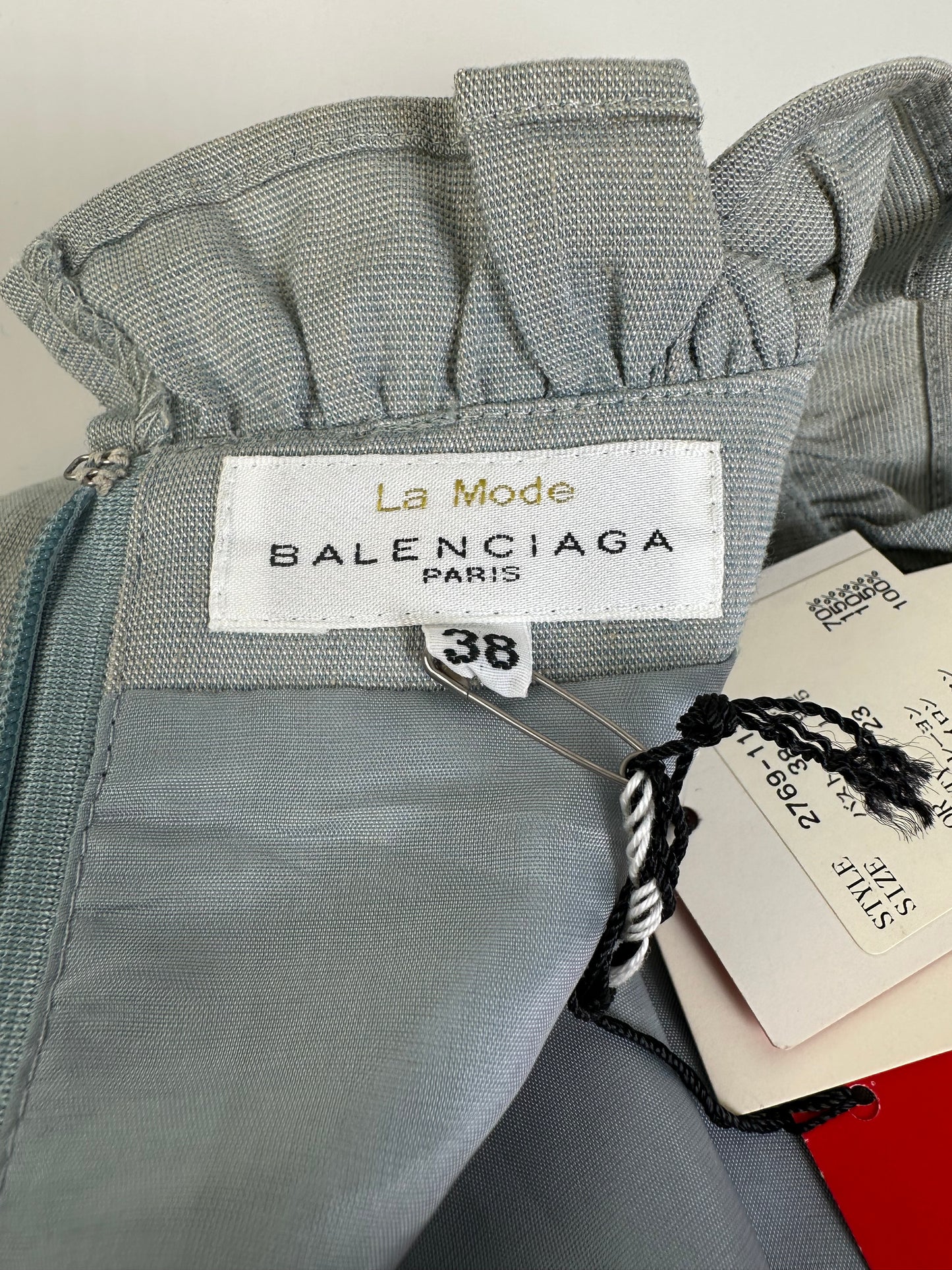 Vintage Balenciaga Cotton Stretch Dress Light Blue M