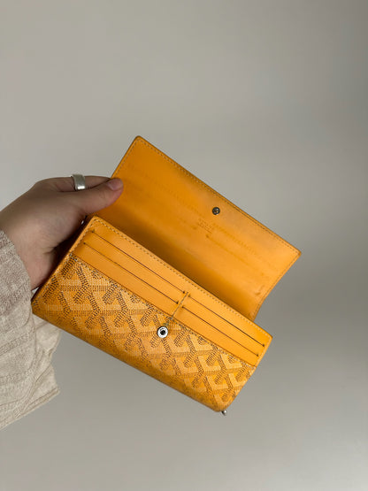 Vintage Goyard monogram leather wallet yellow