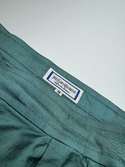 Vintage Yves Saint Laurent Skirt Metallic Turquise m