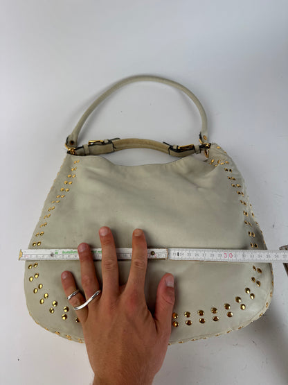 Sac vintage Marni en daim clouté à double sens blanc