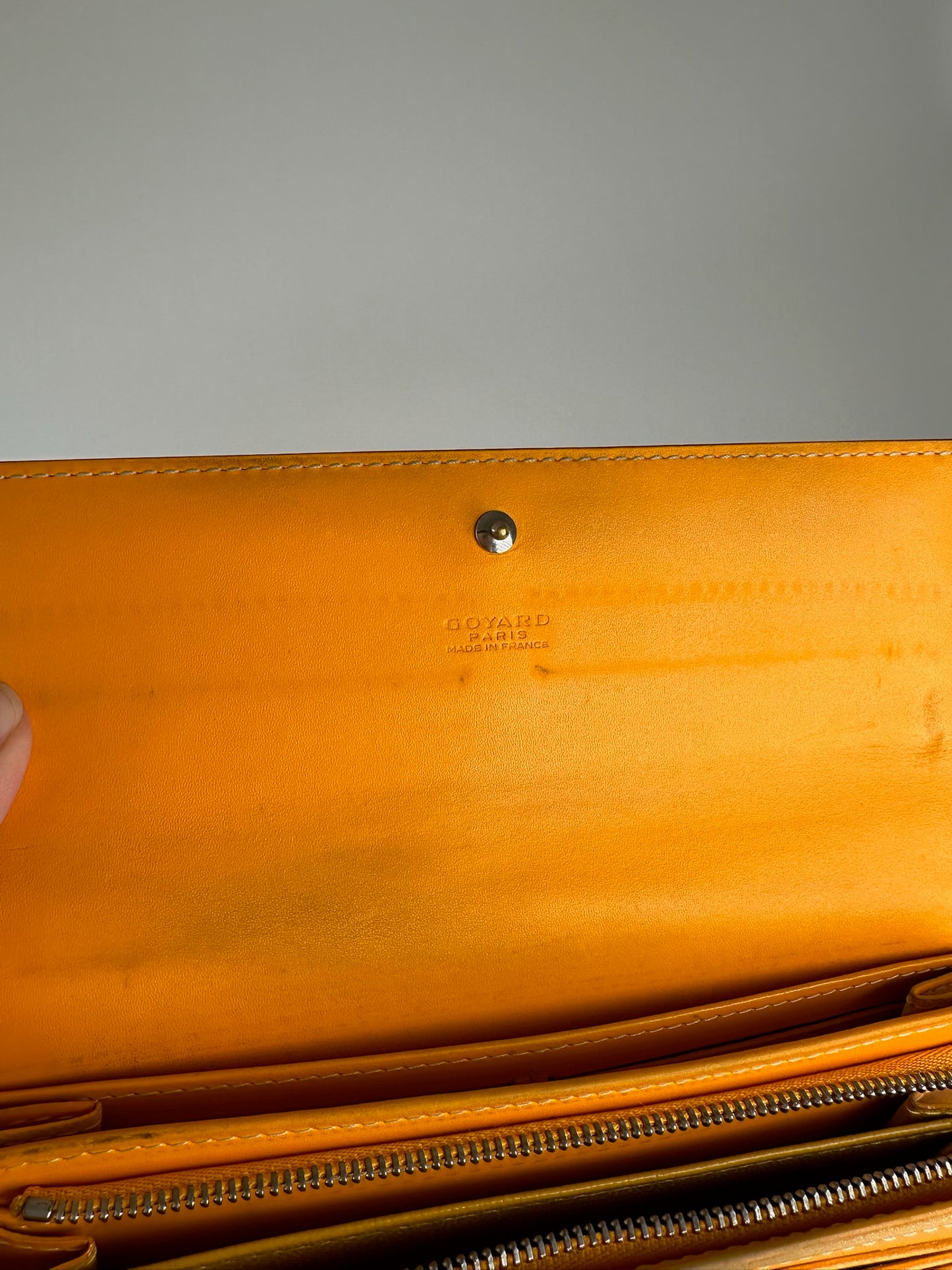 Vintage Goyard monogram leather wallet yellow