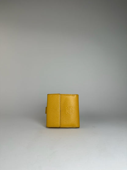 Vintage Loewe Anagram Snake Emblossed Leather Wallet Yellow