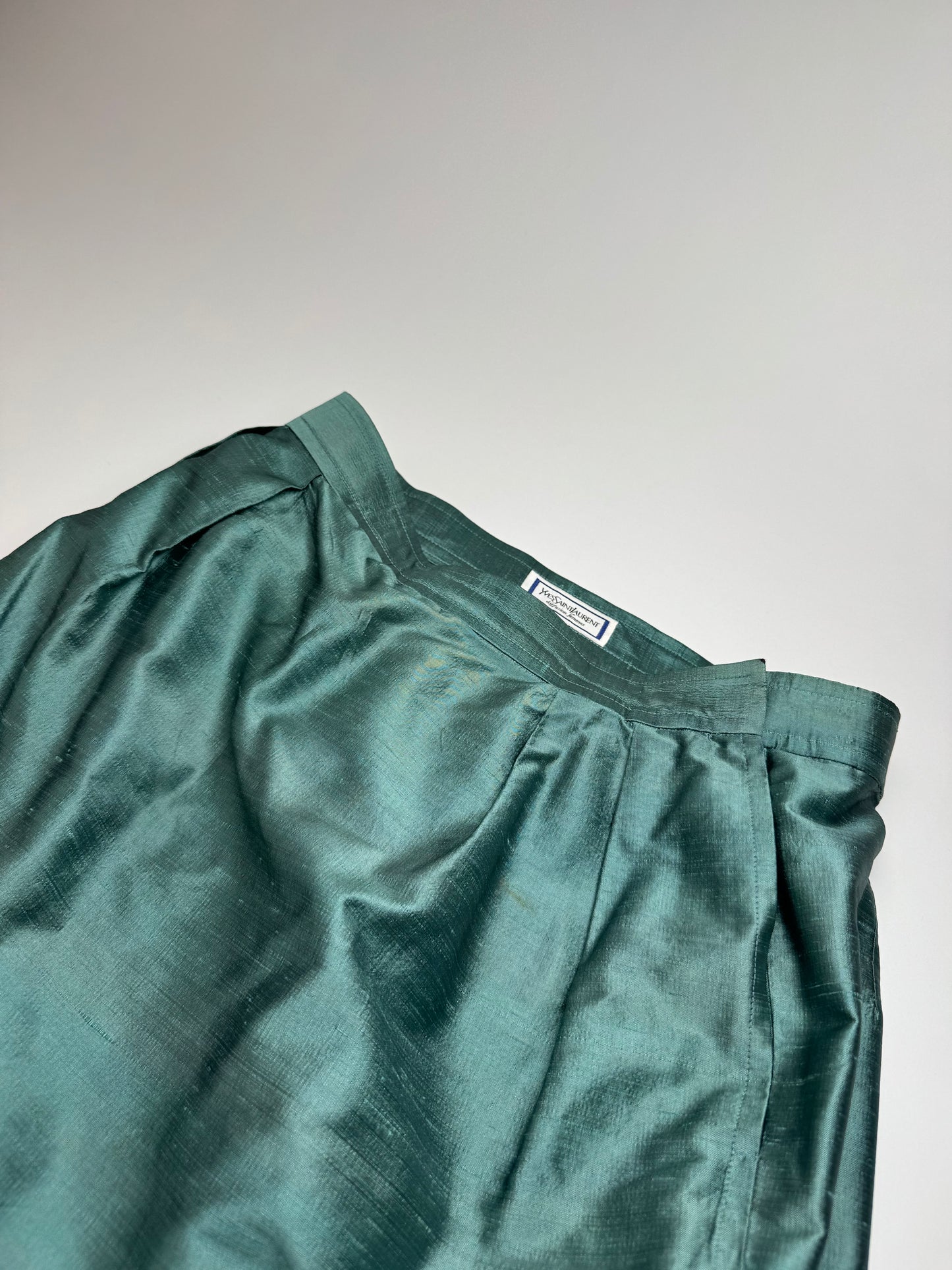Vintage Yves Saint Laurent Skirt Metallic Turquise m