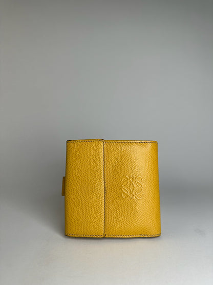 Vintage Loewe Anagram Snake Emblossed Leather Wallet Yellow