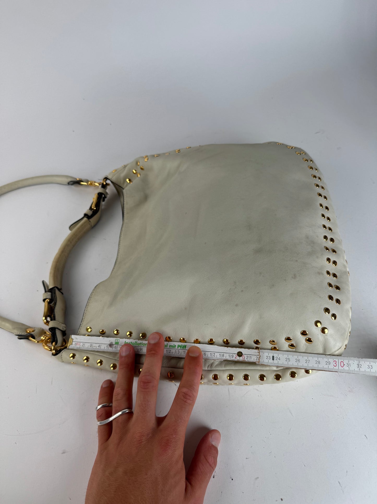 Sac vintage Marni en daim clouté à double sens blanc