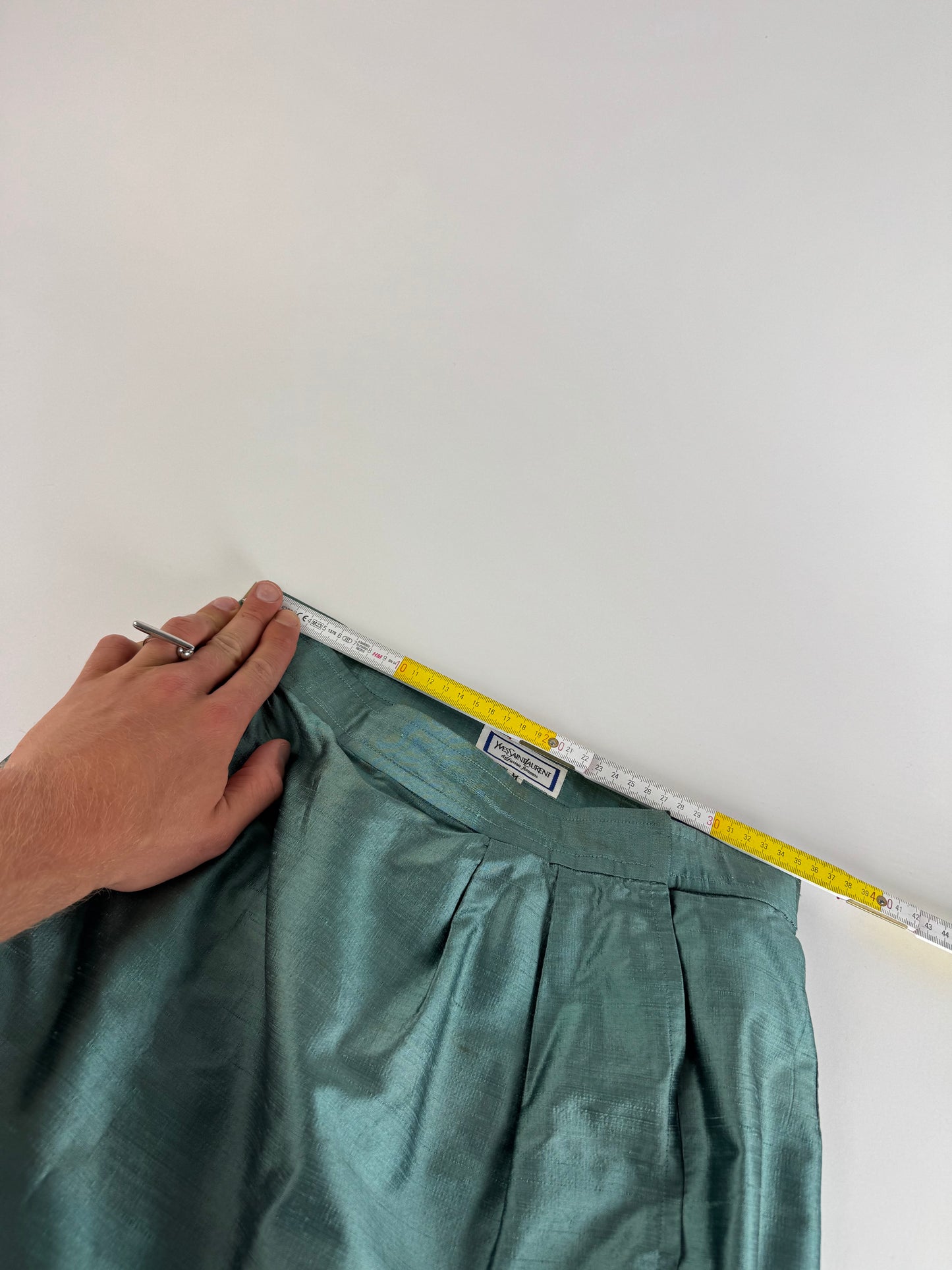 Vintage Yves Saint Laurent Skirt Metallic Turquise m