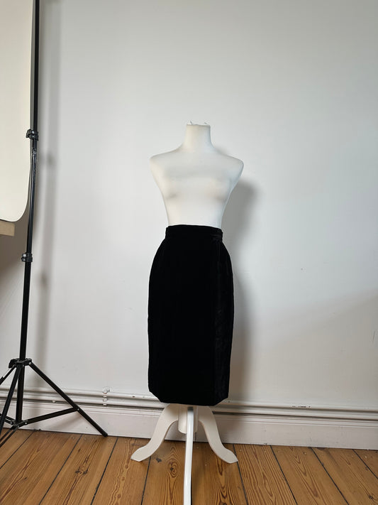 Vintage Dior Velvet Skirt Black c. 2000s M