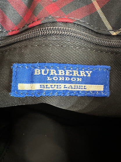 Vintage Burberry Check Canvas Tote Bag Navy Red Cream