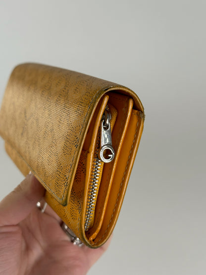Vintage Goyard monogram leather wallet yellow