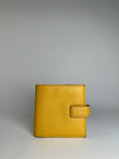Vintage Loewe Anagram Snake Emblossed Leather Wallet Yellow