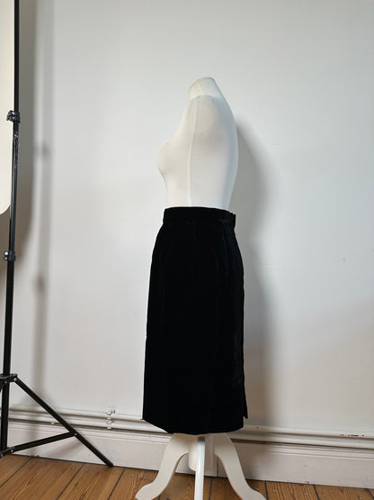 Vintage Dior Velvet Skirt Black c. 2000s M