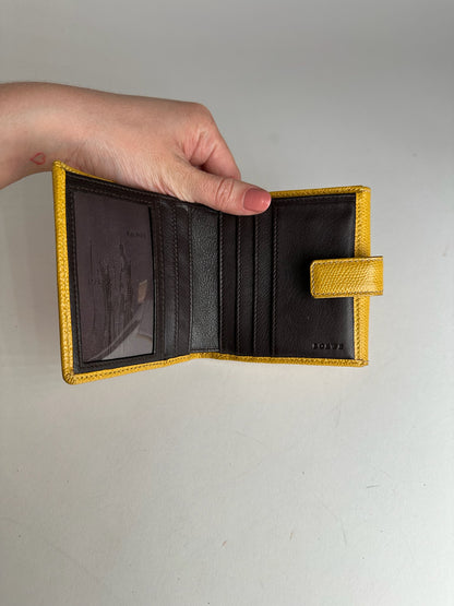 Vintage Loewe Anagram Snake Emblossed Leather Wallet Yellow