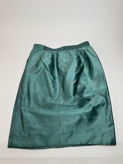Vintage Yves Saint Laurent Skirt Metallic Turquise m