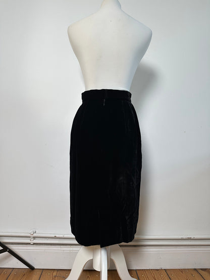 Vintage Dior Velvet Skirt Black c. 2000s M