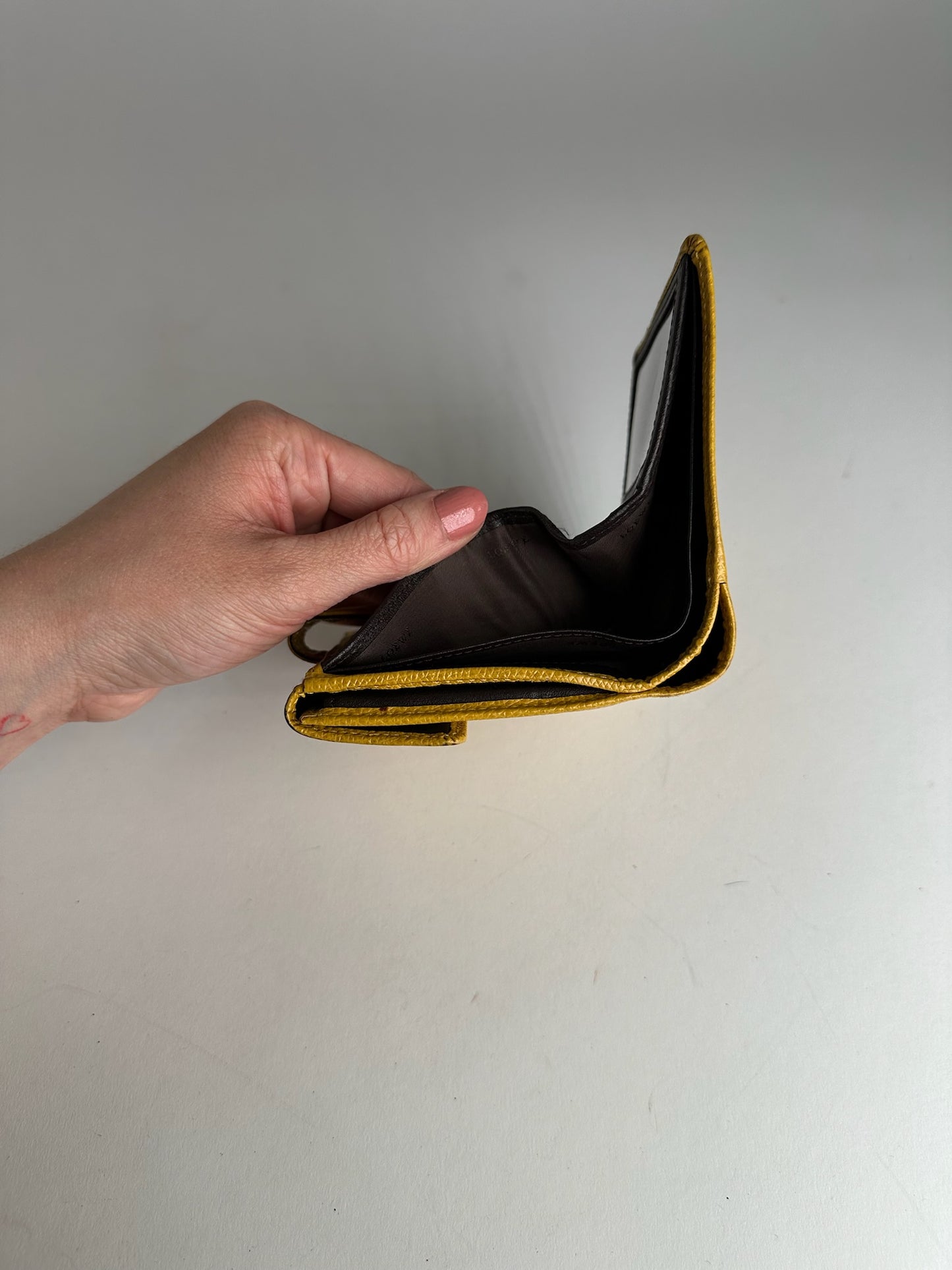Vintage Loewe Anagram Snake Emblossed Leather Wallet Yellow