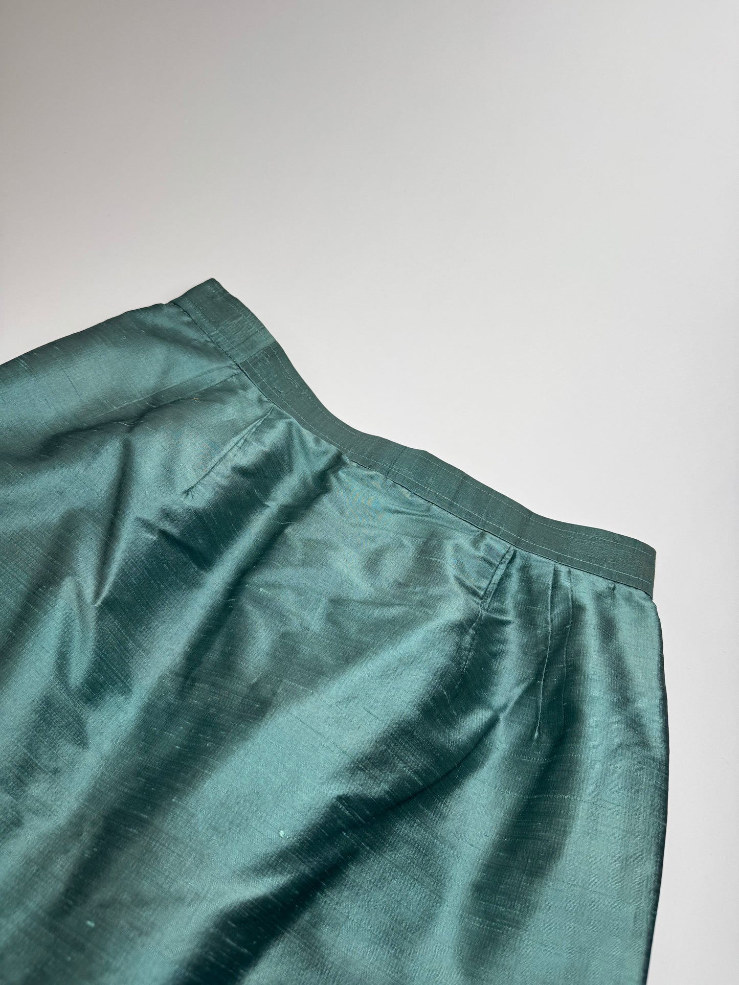 Vintage Yves Saint Laurent Skirt Metallic Turquise m