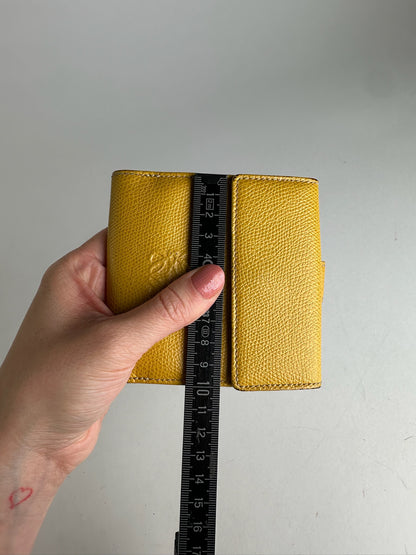 Vintage Loewe Anagram Snake Emblossed Leather Wallet Yellow