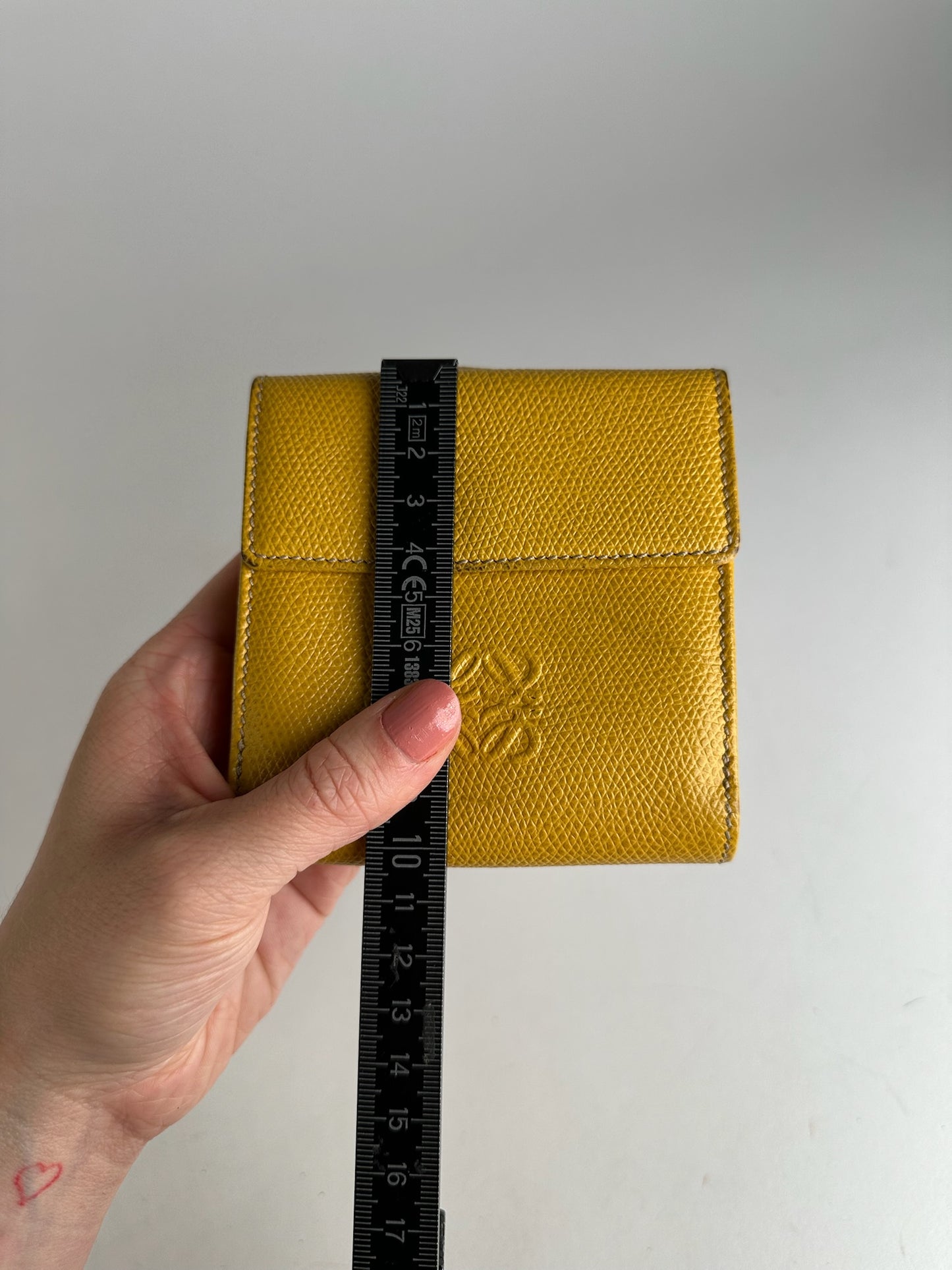 Vintage Loewe Anagram Snake Emblossed Leather Wallet Yellow