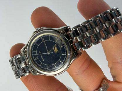 Vintage Burberrys Stainless Steel Bracelet Watch Black Gold c. Mid-1990s