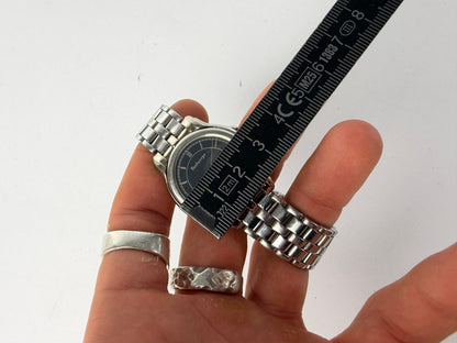 Vintage Burberrys Stainless Steel Bracelet Watch Black Gold c. Mid-1990s