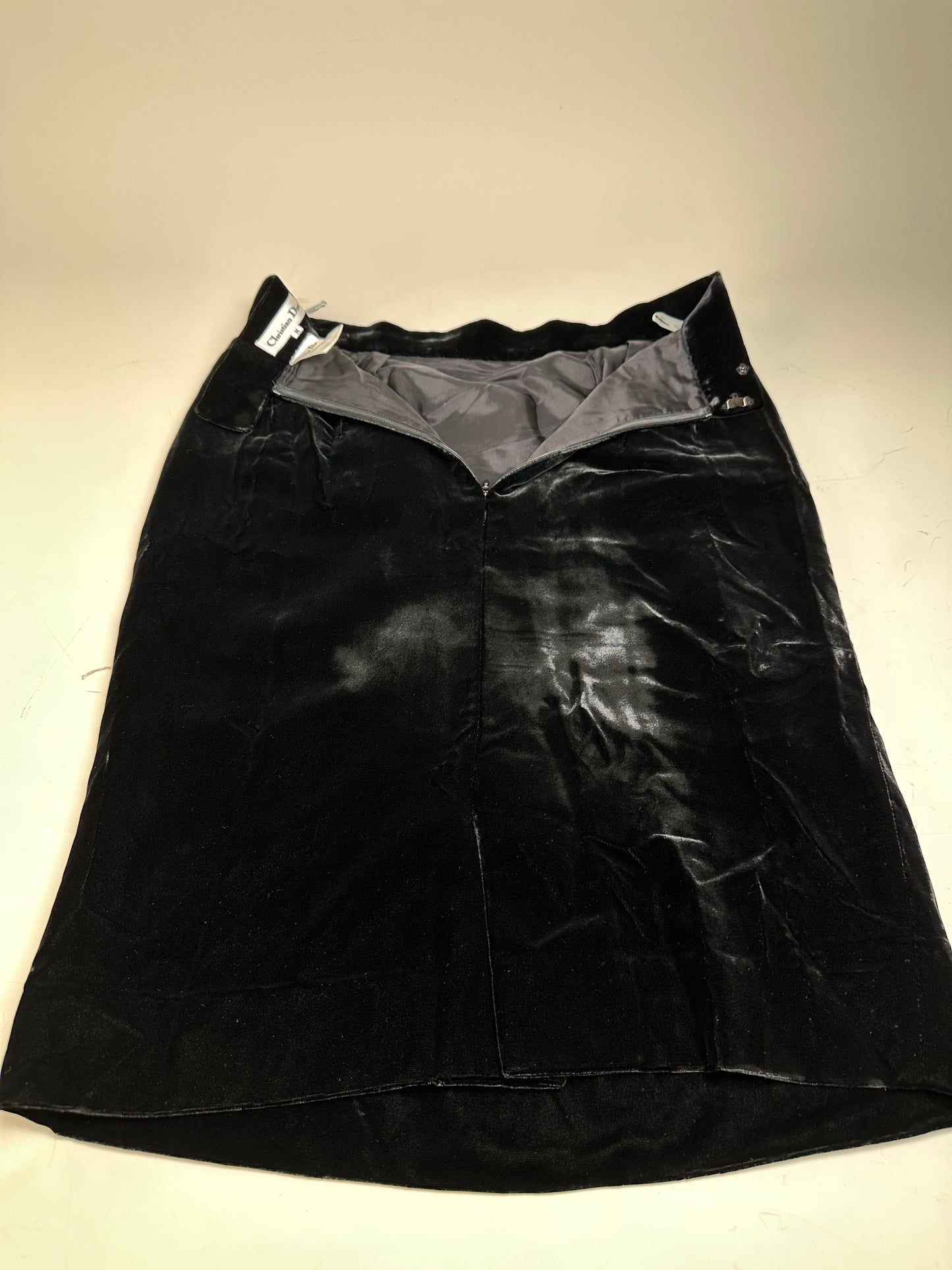 Vintage Dior Velvet Skirt Black c. 2000s M