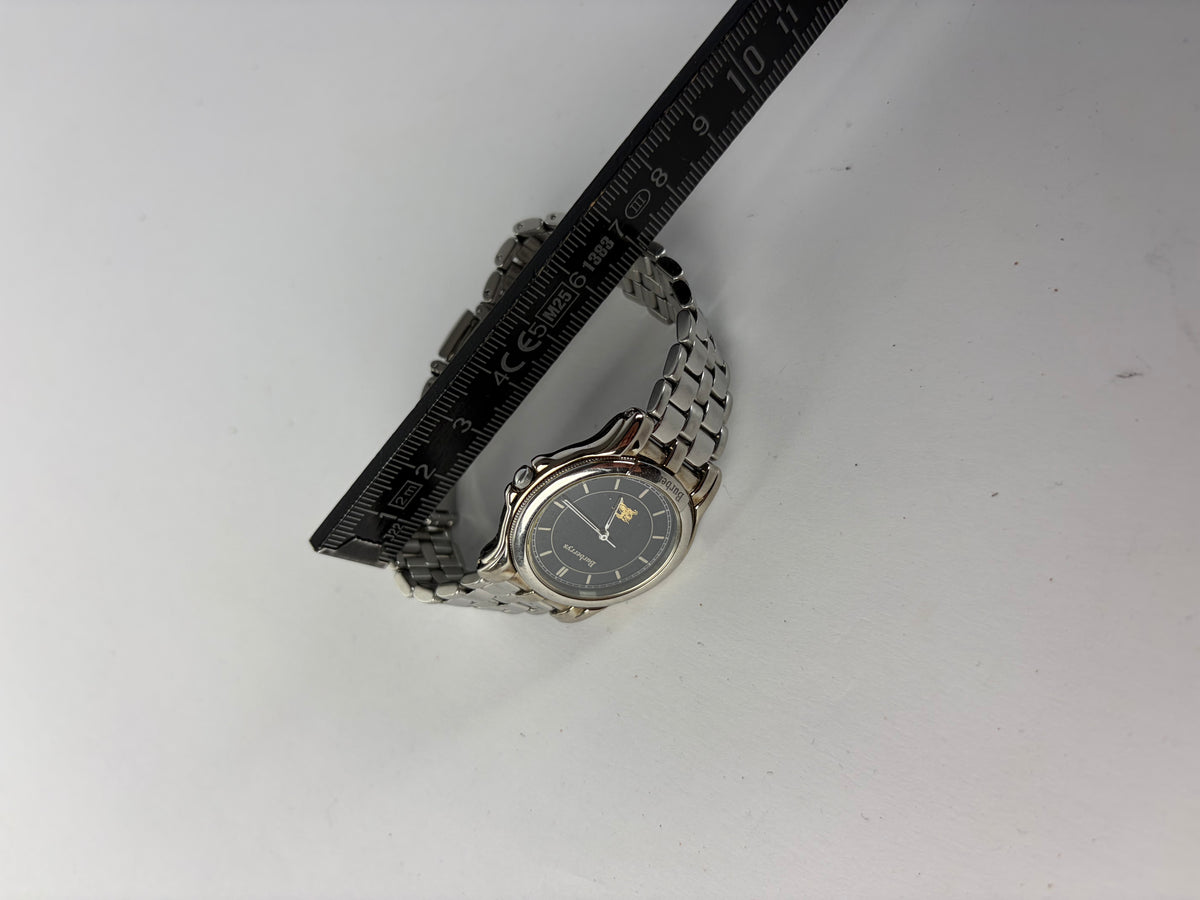 Vintage Burberrys Stainless Steel Bracelet Watch Black Gold c. Mid-1990s