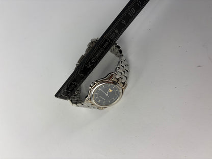 Vintage Burberrys Stainless Steel Bracelet Watch Black Gold c. Mid-1990s