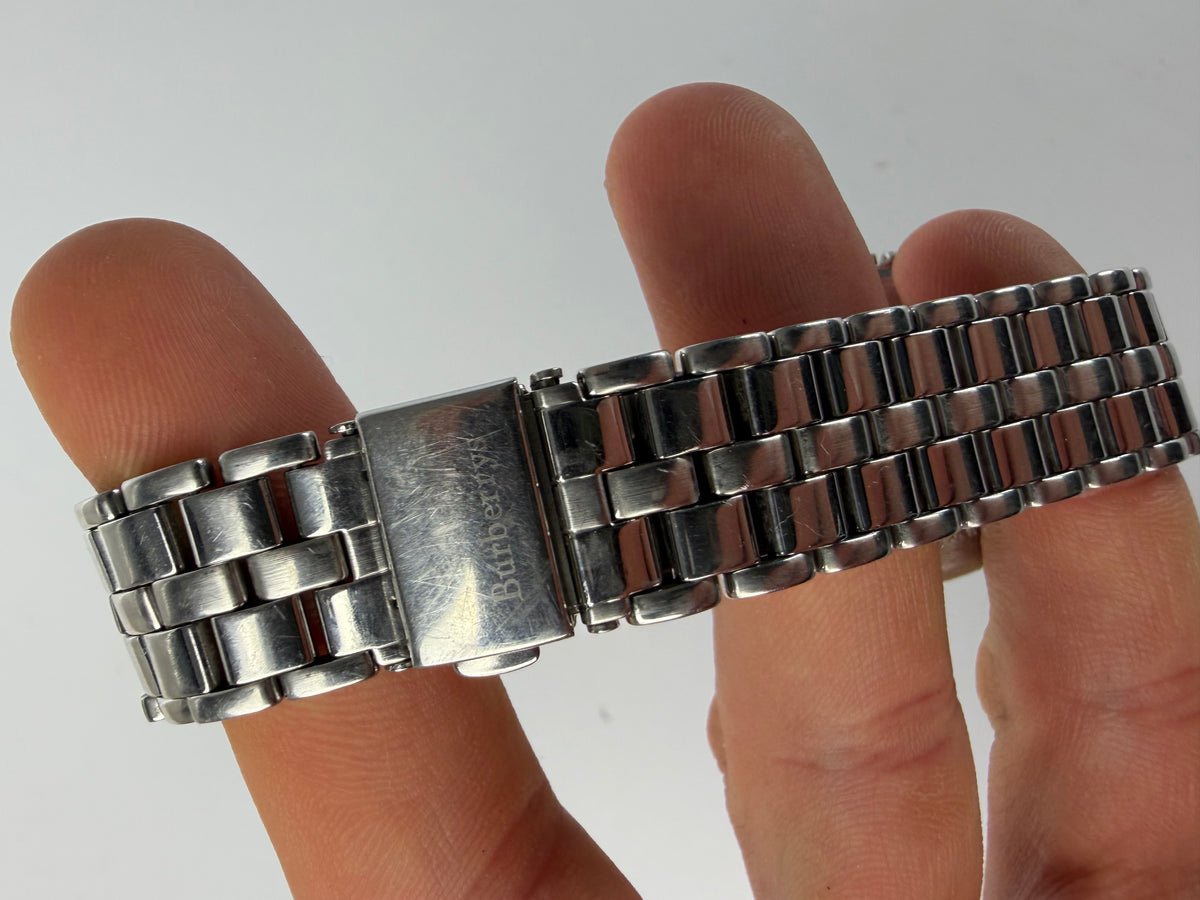 Vintage Burberrys Stainless Steel Bracelet Watch Black Gold c. Mid-1990s