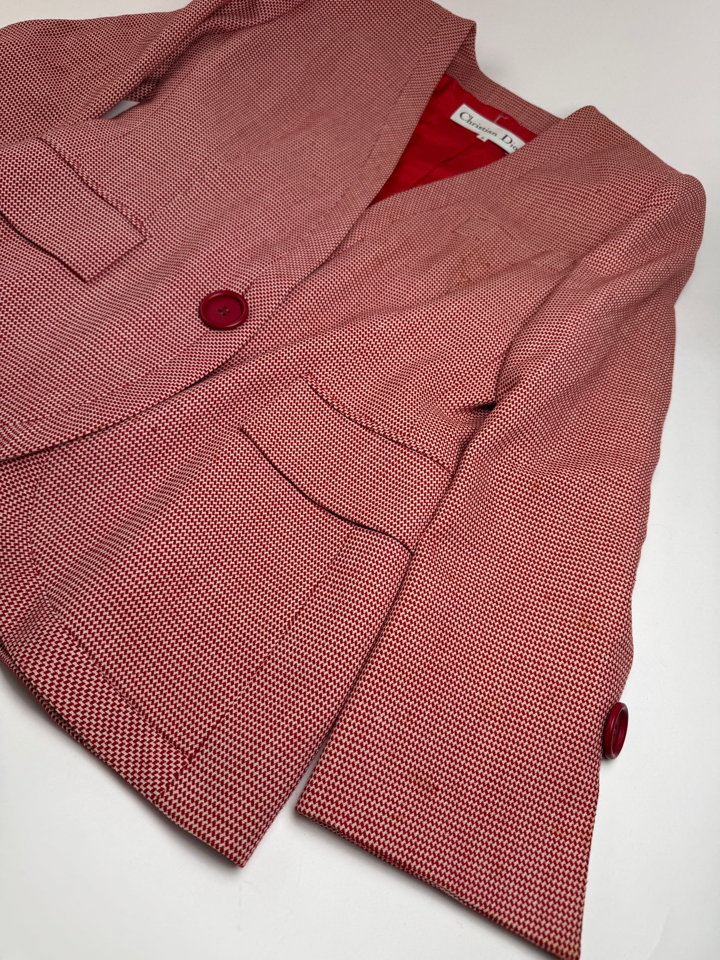 Vintage Dior Trenchcoat Blazer red white L