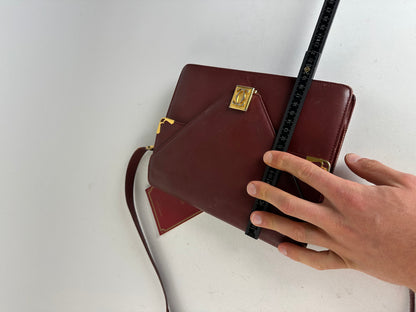 Vintage Cartier Must Envelope Shoulder Bag Leather Burgundy