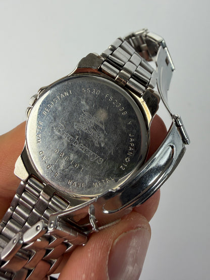 Vintage Burberrys Stainless Steel Bracelet Watch Black Gold c. Mid-1990s