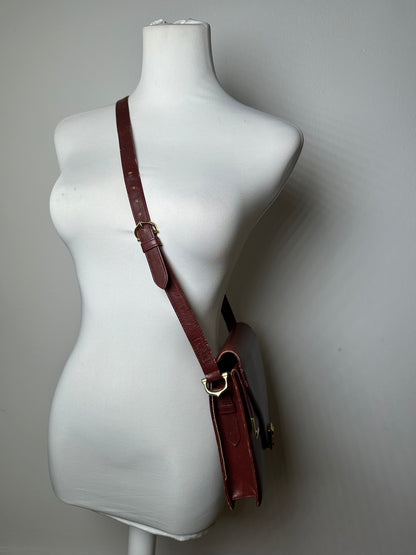 Vintage Cartier Must Envelope Shoulder Bag Leather Burgundy