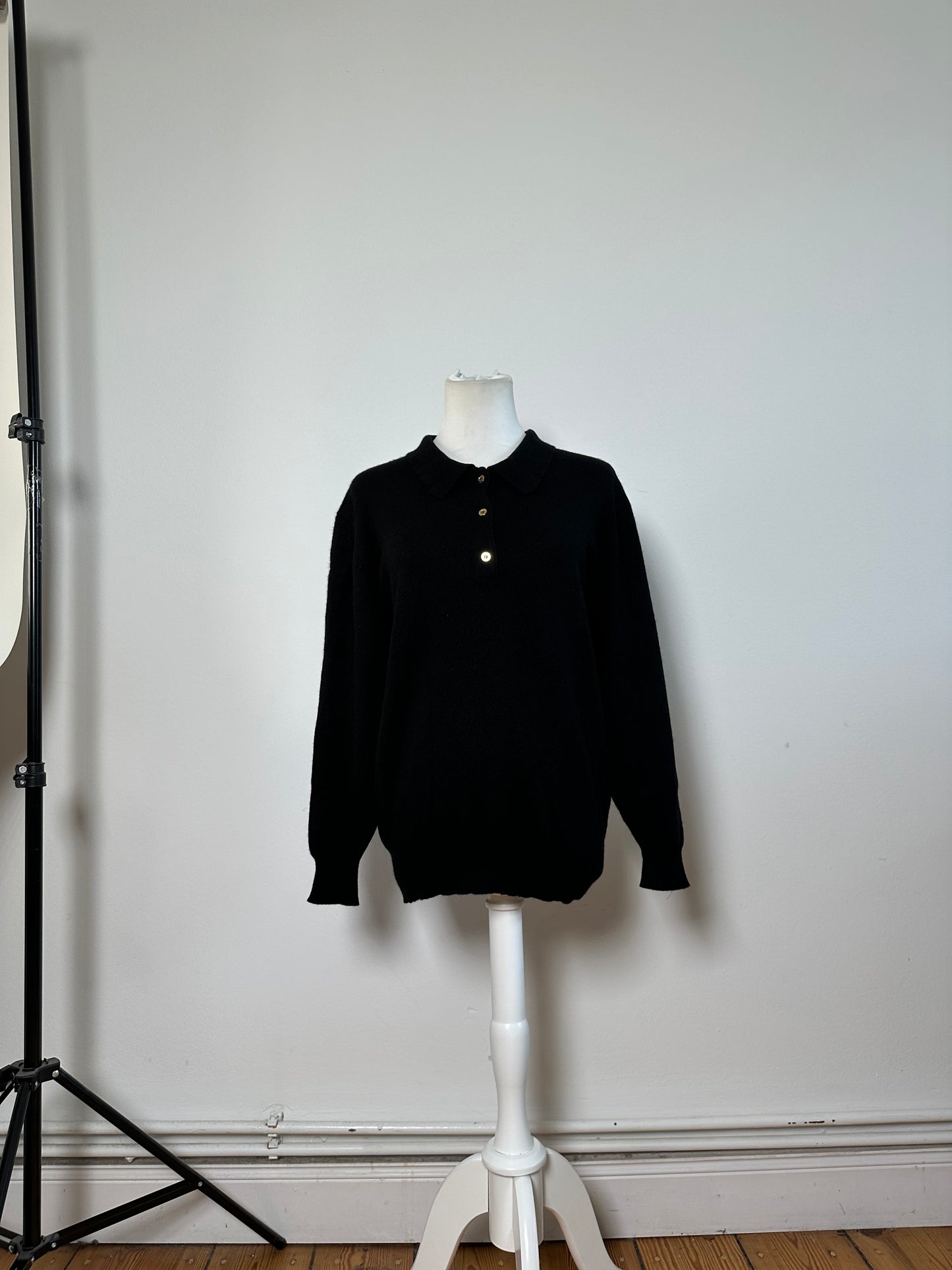 Vintage Chloe Wool Sweater Black Gold Buttons L