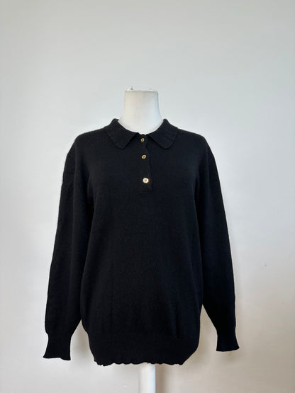Vintage Chloe Wool Sweater Black Gold Buttons L