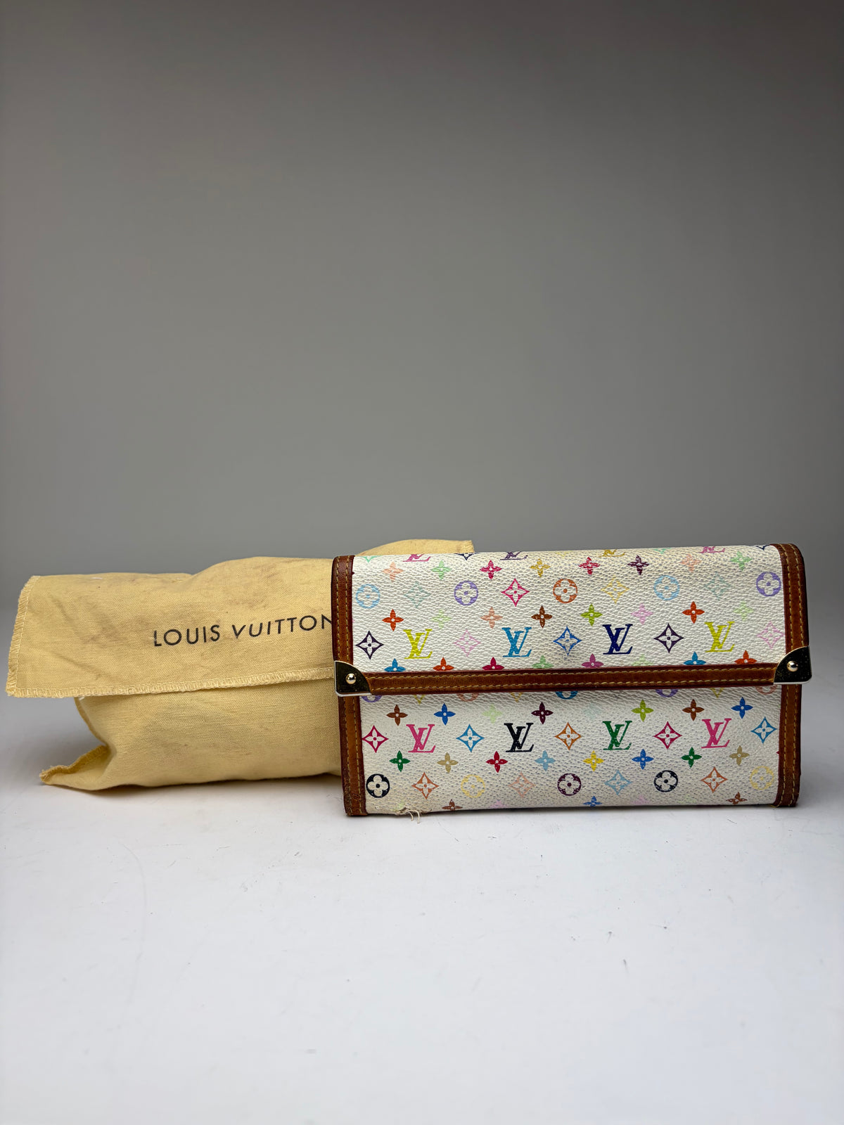 Vintage Louis Vuitton Multicolore Monogram Bifold Wallet 2001 Cream