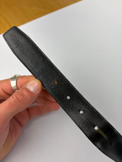Vintage Salvatore Ferragamo Gancini Leather Belt Late 1990s Black Silver