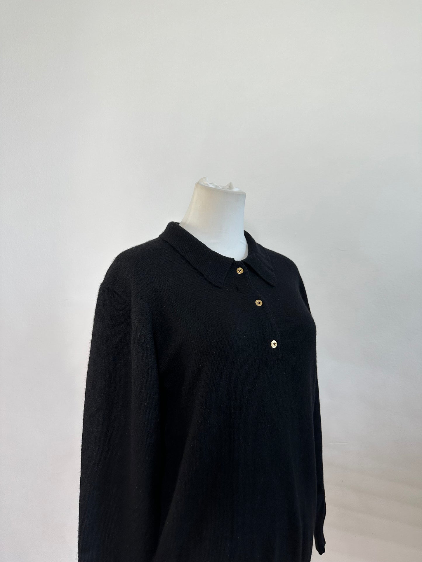 Vintage Chloe Wool Sweater Black Gold Buttons L